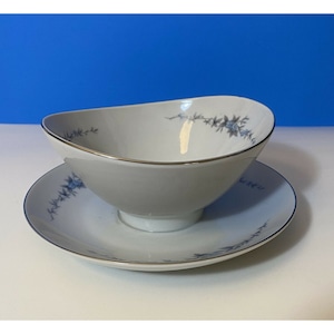 Vintage Mikasa Fine China Annbelle 5604 Floral Gravy Boat With Attached Saucer