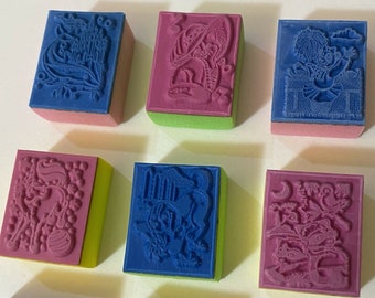 Vintage Lisa Frank Foam Rubber Mini Stamp - 1&quot; x 13/16&quot;