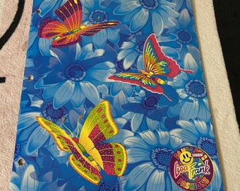 Vintage Lisa Frank Flores Mariposas Moda Fantástica Carpeta Groovy
