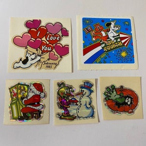 Vintage 1980s BJ Stickers Dog Halloween Christmas Valentine’s