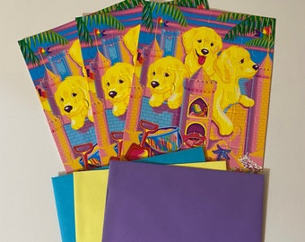 Vintage Lisa Frank Sandcastle Puppies Puzzle Notes & Envelope Set