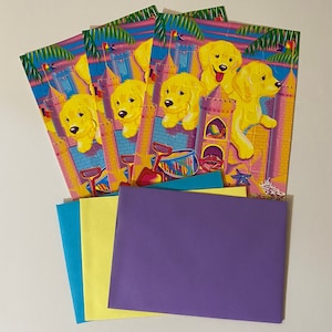 Vintage Lisa Frank Sandcastle Puppies Puzzle Notes & Envelope Set