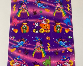 Vintage Lisa Frank Pigmarrella Fortune Teller Pig Kitten Halloween Stickers S319