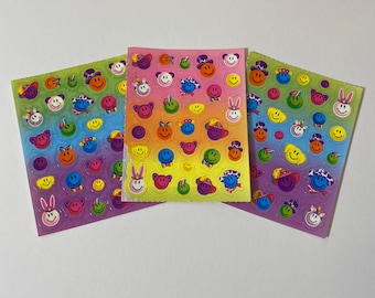 Vintage Lisa Frank Smiley Face Groovy Hippie Rainbow Sticker Mods S688