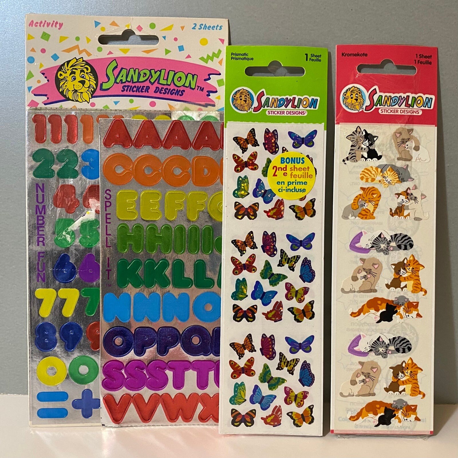 ヴィンテージ サンディライオン ステッカーセット 数字 文字 蝶 猫