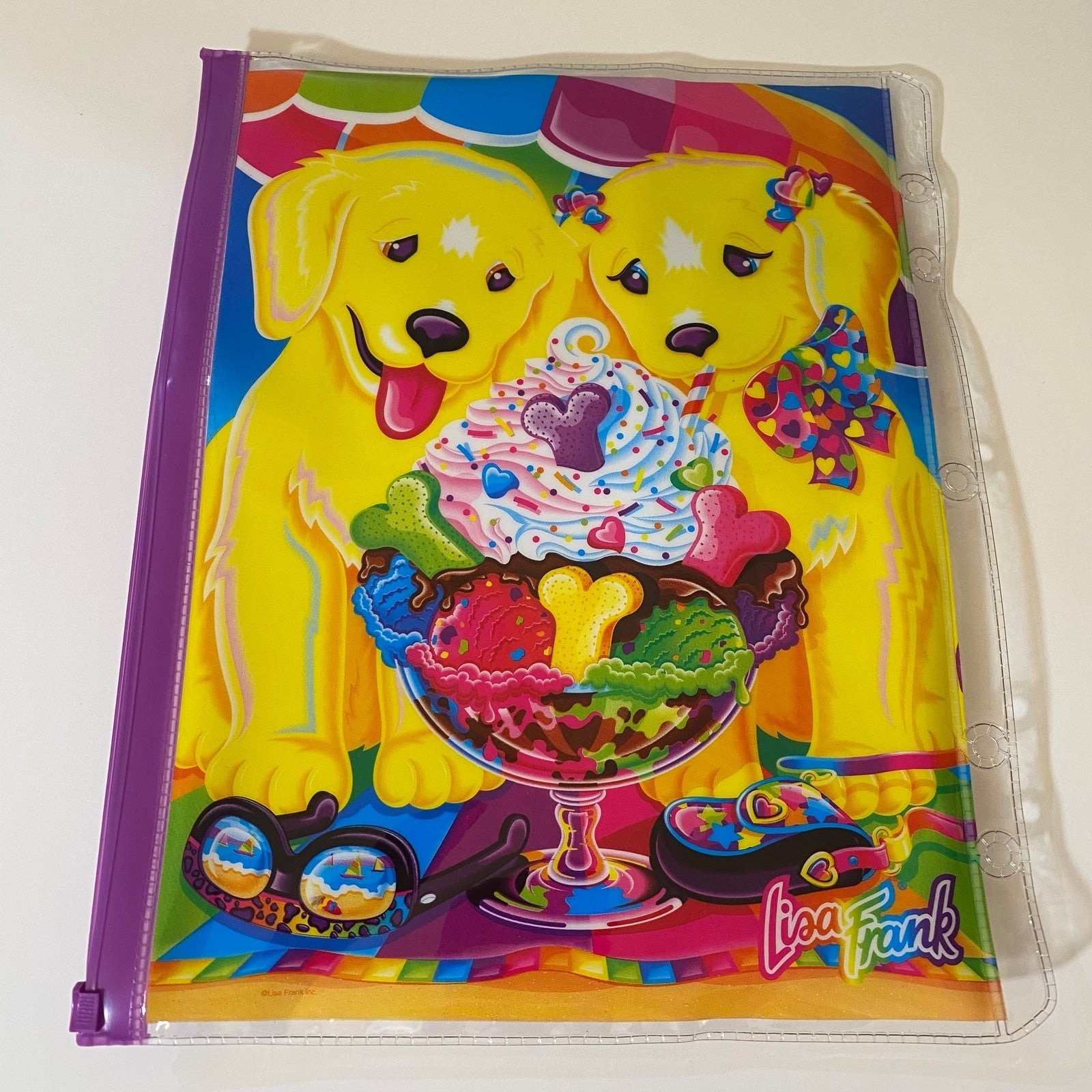 Vintage Lisa Frank Casey & Candy Dogs Ice Cream Sundae 5 Ring