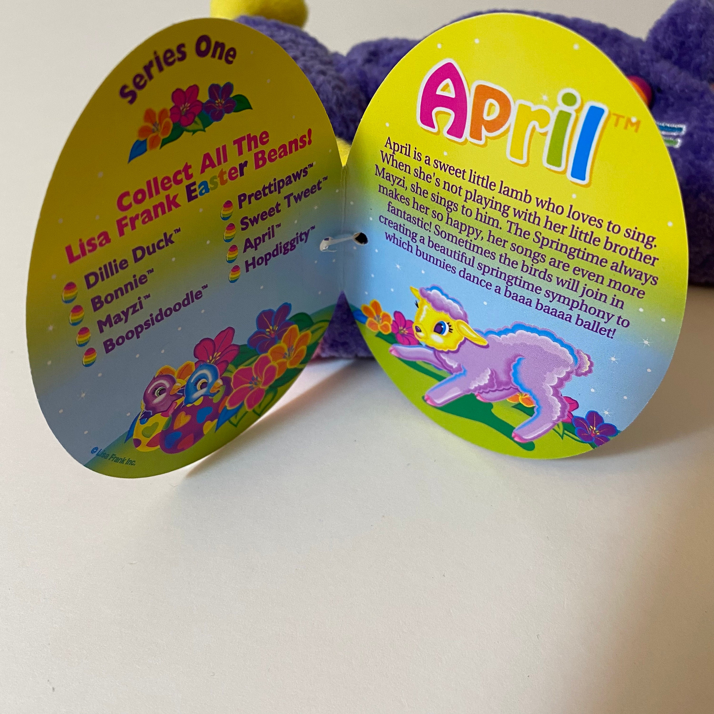 Vintage Lisa Frank Beanie Baby April Lamb Easter Spring Beans