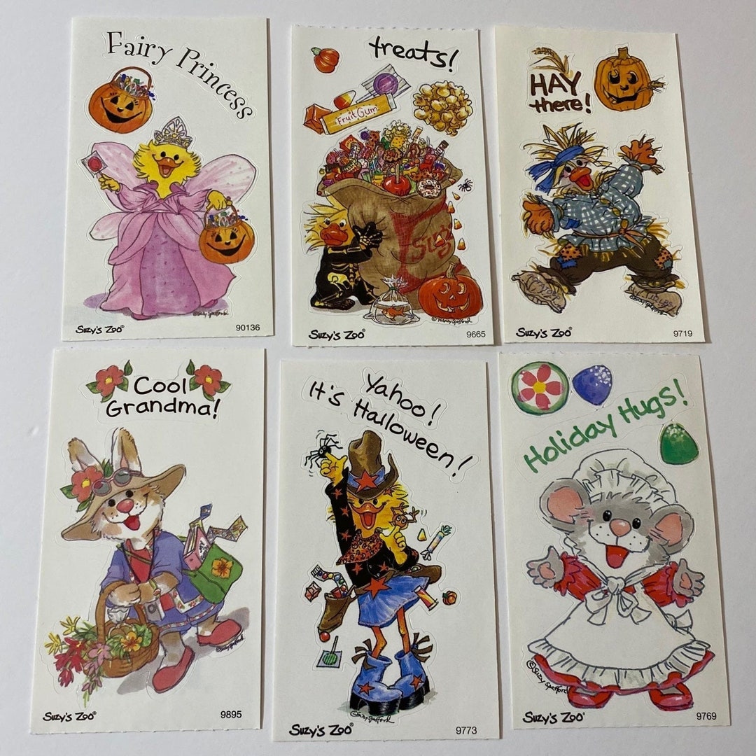 Vintage Suzys Zoo Stickers Set Halloween Grandma & Holidays Etsy