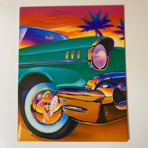 vintage Lisa Frank 1989 Classic Car Trends Folder * Non perforé