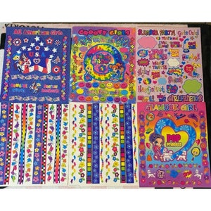 Vintage Lisa Frank Glamour Groovy Girls Scrap Pack Scrapbook Cutouts & Pages Set