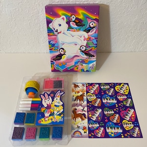 Vintage Lisa Frank Roary Polar Bear Collectible Box Stickers Stamps & More Set