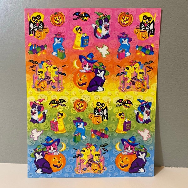 Vintage Lisa Frank Kittens & Puppies Halloween Stickers S314