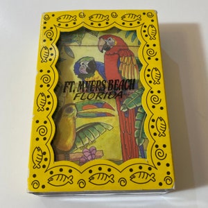 Vintage Fort Myers Beach Floride Perroquets Toucan Palmiers Cartes à jouer tropicales