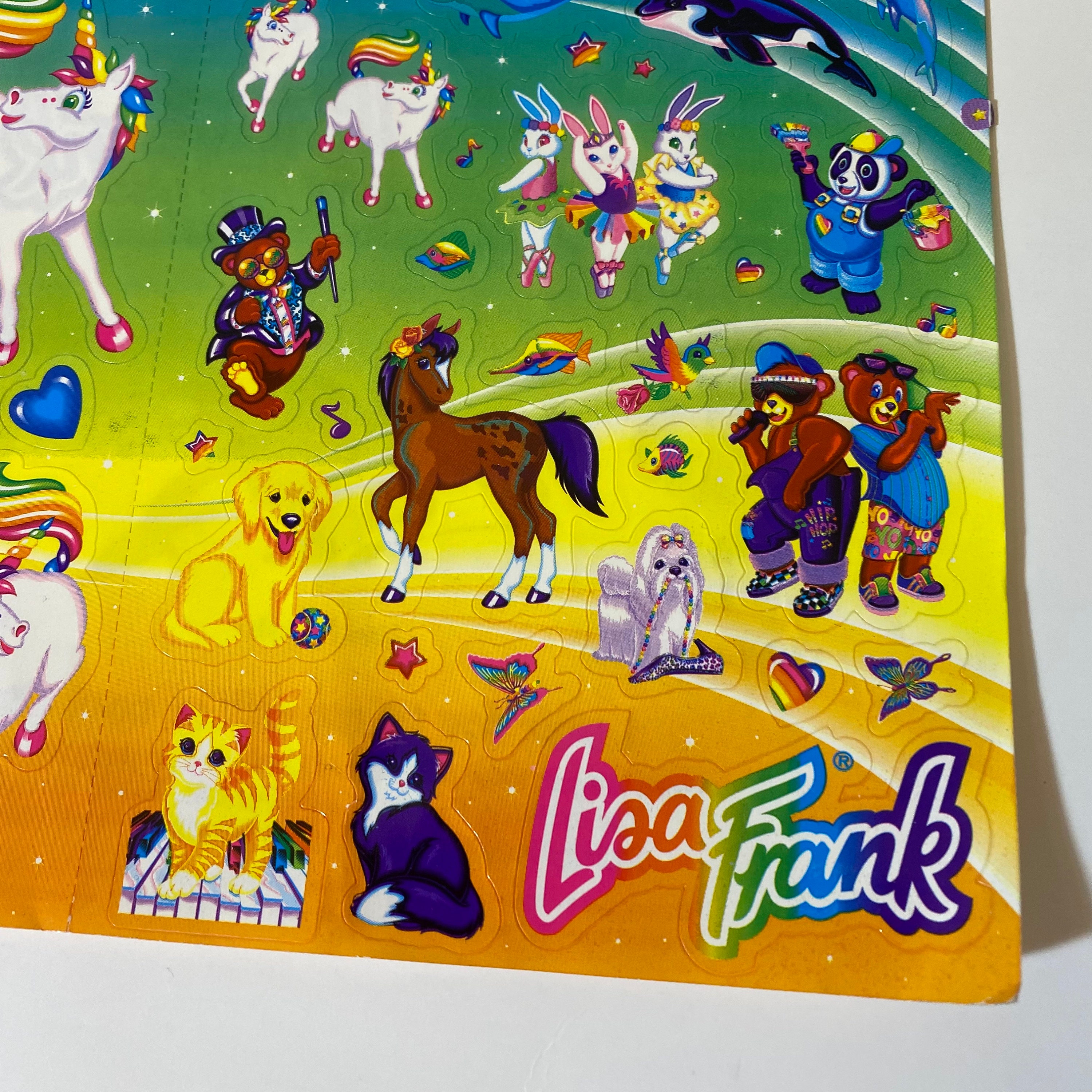 Vintage 80s Easter Lisa Frank complete FULL STICKER SHEET w Markie the  Unicorn plus Easter eggs, tulips, baskets, kittens, oh my a flamingo