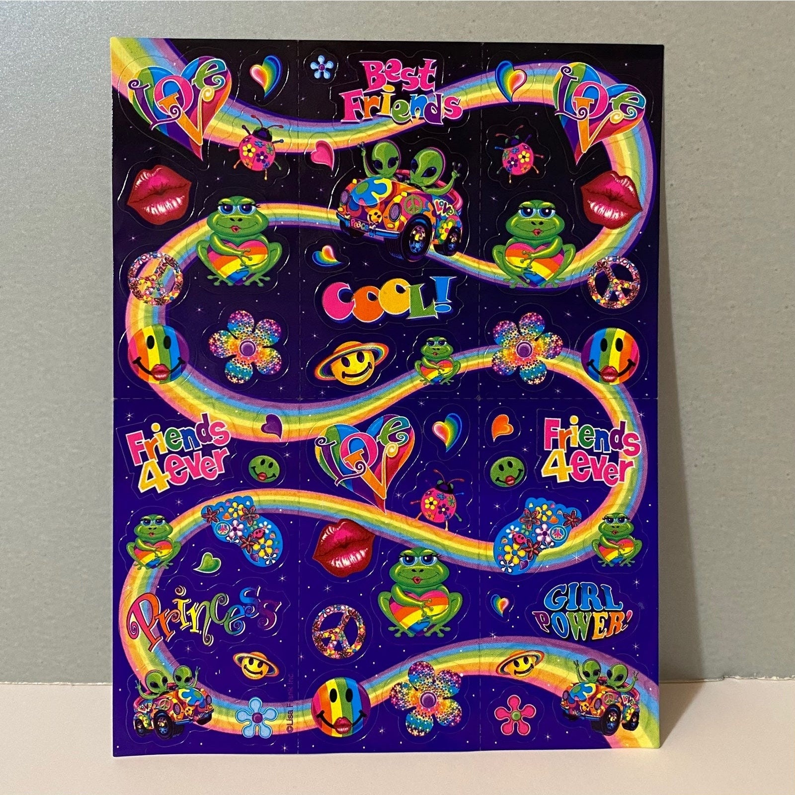 Vintage Lisa Frank Zoomer & Zorbit Aliens Frogs Rainbow Sticker