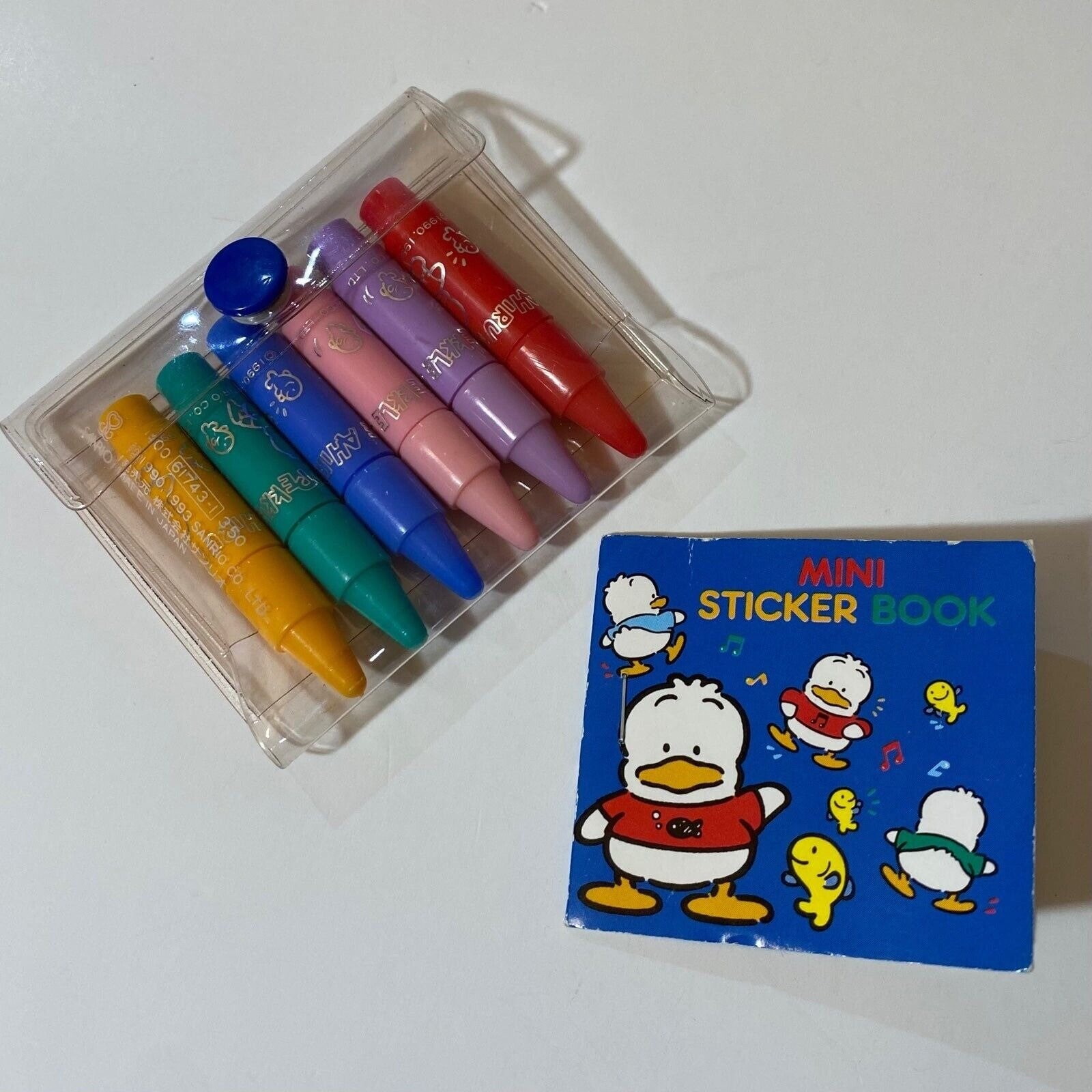 Vintage Sanrio 1990 1993 Ahiru No Pekkle Mini Sticker Book & Mini Markers  Set -  Sweden