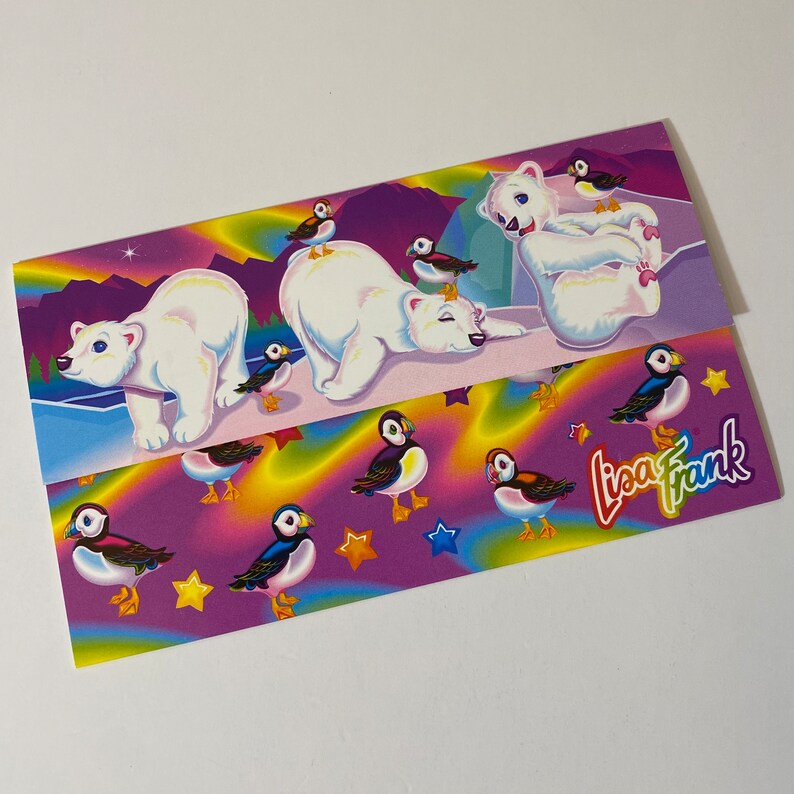 Vintage Lisa Frank Roary Polar Bear Puffins Rainbow Postalette - Etsy