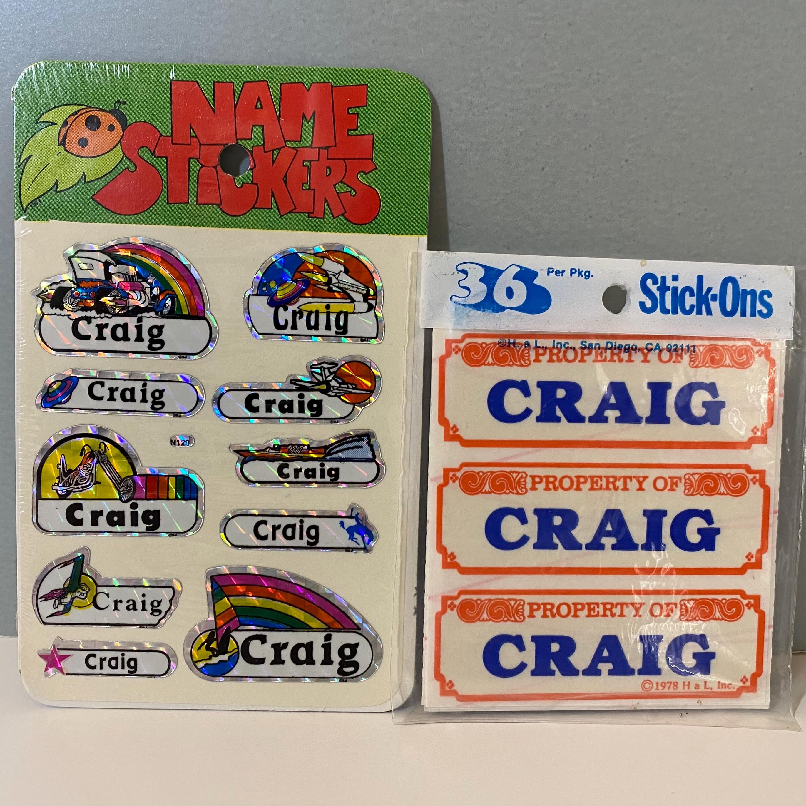 Vintage 70s & 80s BJ + Stick-ons Property of Craig Name Stickers - Etsy UK