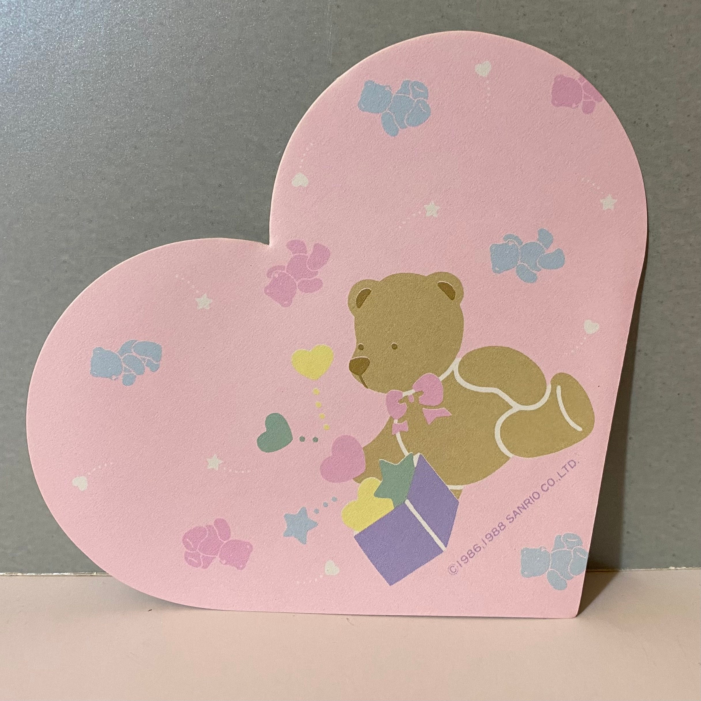Vintage Sanrio 1988 Tweedle Dee Dee Bear Heart Stationery Paper