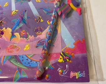 Vintage Lisa Frank Stationery Set Spotted Dolphins Suni Echo  Lisa Frank dolphin paper and 2 envelopes. display picture 1