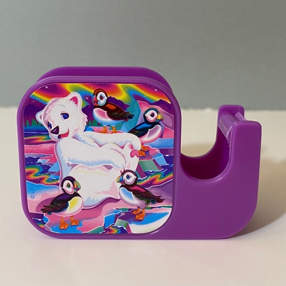 Vintage Lisa Frank Roary Polar Bear Puffins Purple Tape Dispenser