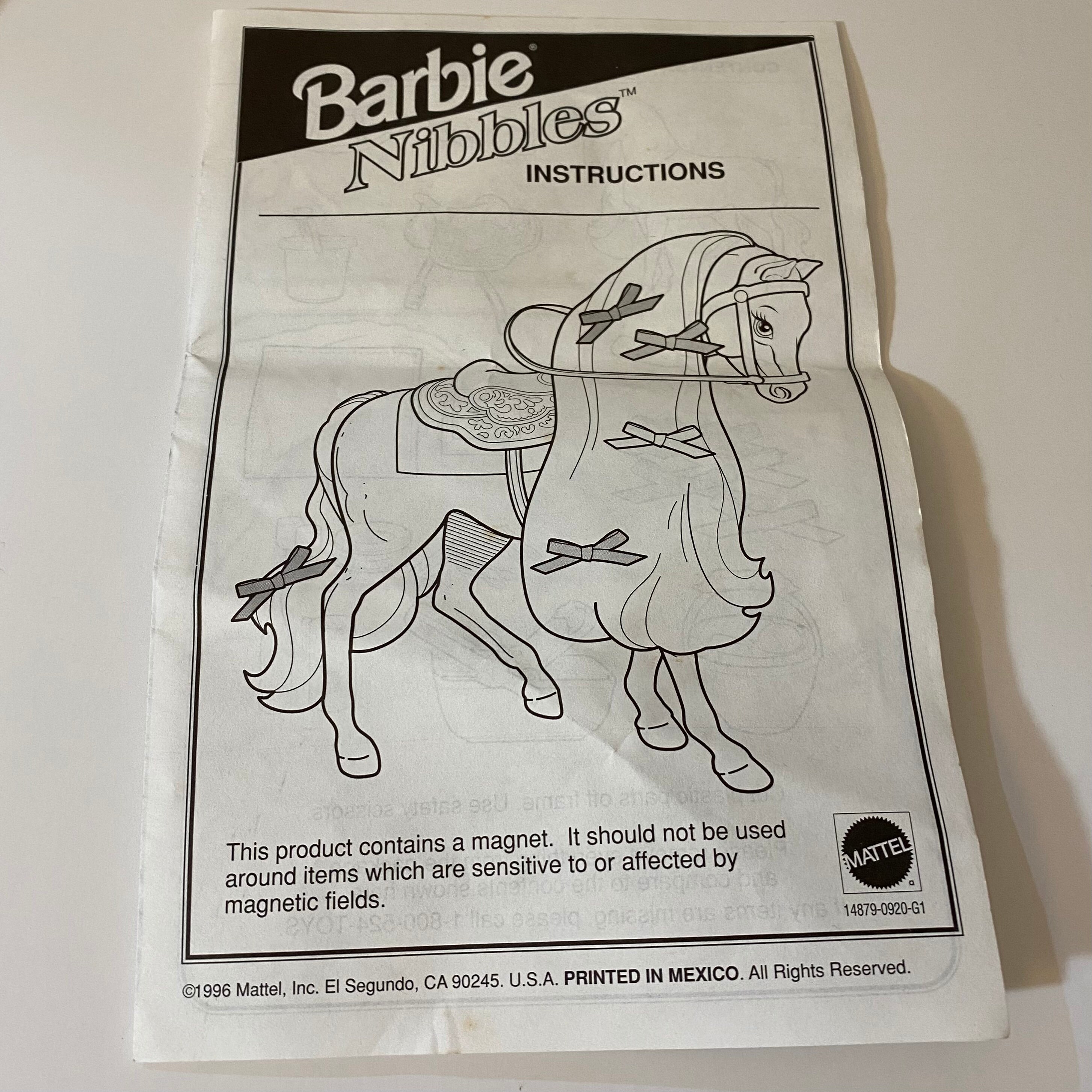 Mattel Vintage Barbie 1995 Nibbles Horse & Accessories Set Etsy