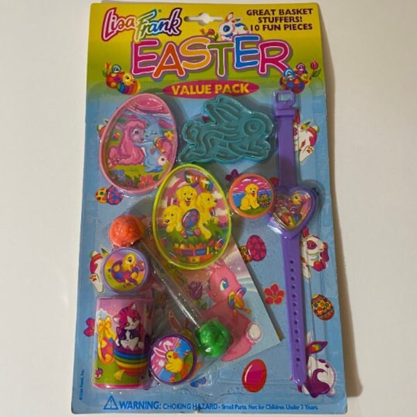 Vintage Lisa Frank Easter Basket Stuffers Value Pack - Kaleidoscope, Rings, Pill Puzzles & More *Sealed*