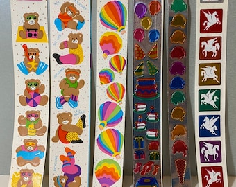 Vintage 1980s Toots Cardesign Stickers Teddies Workout Beach Bears Ice Cream Balloons Party Pegasus
