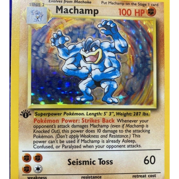 Vintage Pokemon Card Foil Holo Machamp 1st Edition Holographic 8