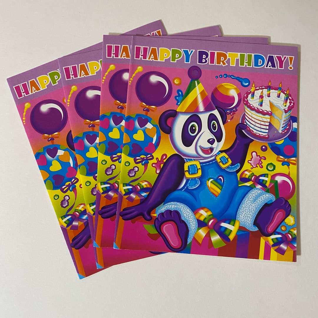 Vintage Lisa Frank Happy Birthday Painter Panda Bear Party Invitation 1 Card - Etsy