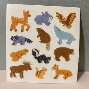 FOREST ANIMALS Fuzzy Sandylion Stickers - 1 Square ~ RARE