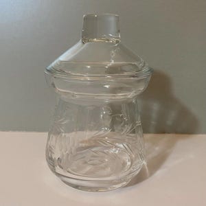 Vintage Small Glass Jar & Lid With Pattern