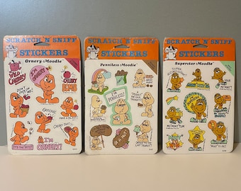 Vintage Decal Specialties Moodie Scratch ‘N Sniff Stickers Cherry Peanut Mint