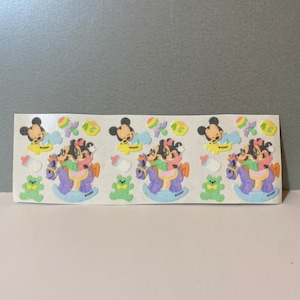 Vintage Sandylion Stickers Fuzzy Disney Babies Mickey & Minnie Mouse