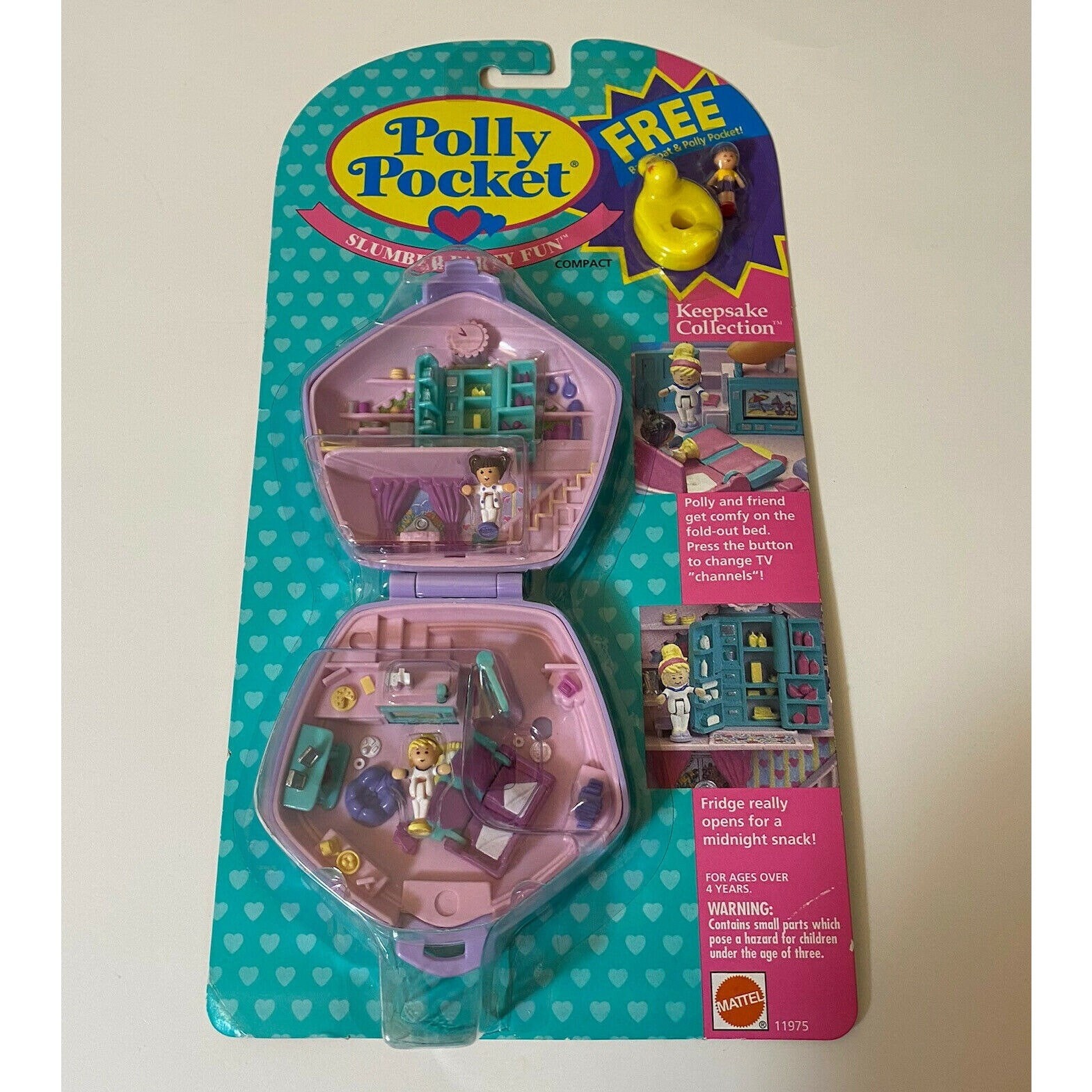 Vintage Polly Pocket Slumber Party Fun Playset With Bonus Float & Doll  sealed 