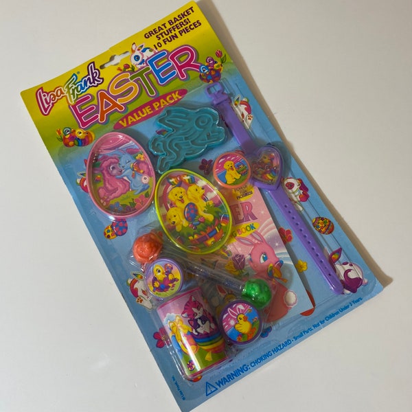 Vintage Lisa Frank Easter Basket Stuffers Value Pack Party Favor Toys - Kaleidoscope, Rings, Pill Puzzles & More *Sealed*