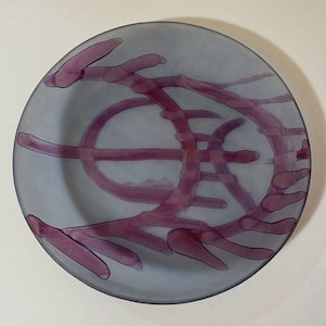 Vintage 1970s Israeli Painted Glass Plate Dish