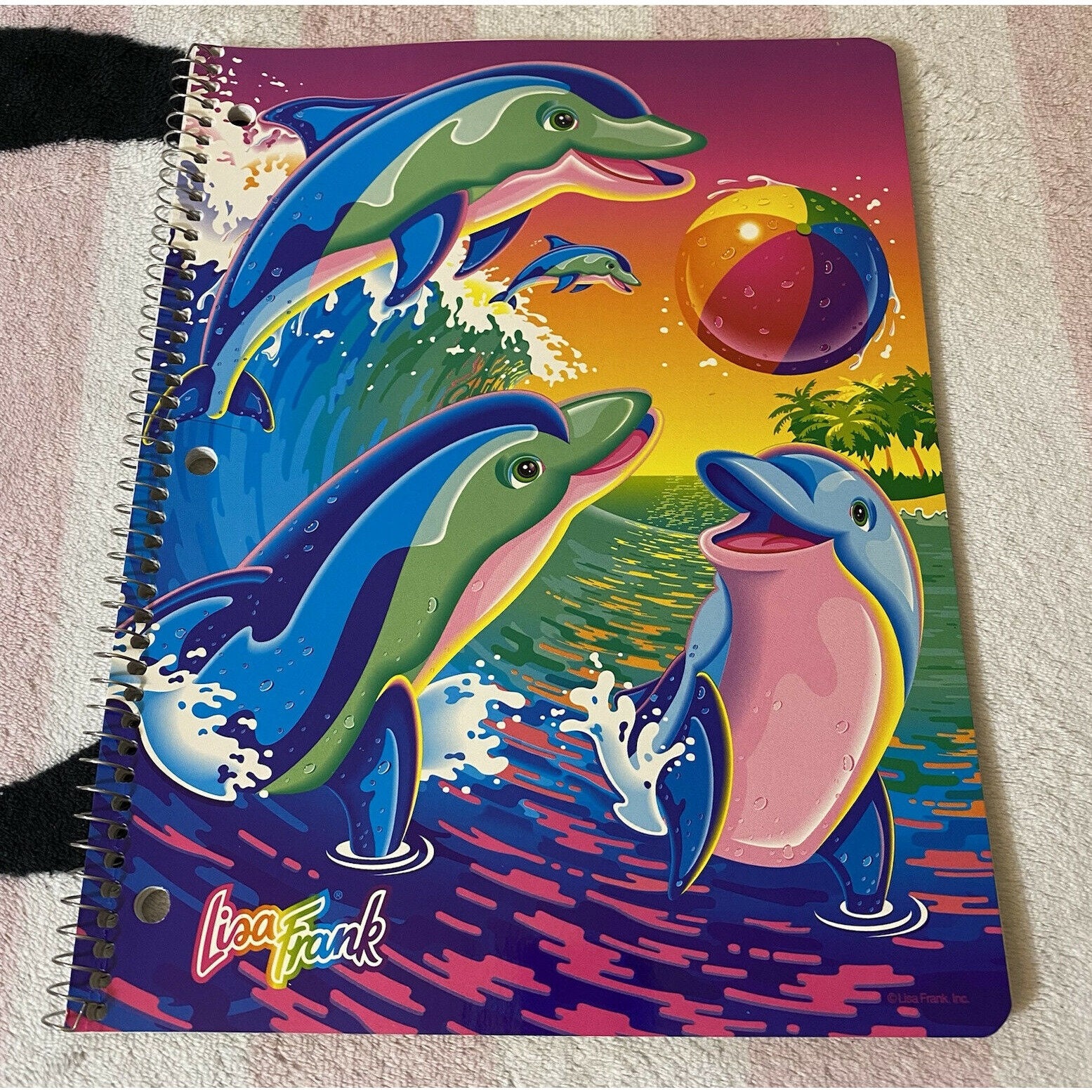 Vintage Lisa Frank Surfing Dolphins Spiral Notebook Theme Book