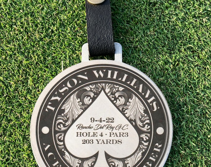 Featured listing image: Elevate your golf game with custom engraved stainless steel tags, made in the USA. Durable, stylish, and personalized. Order yours today!