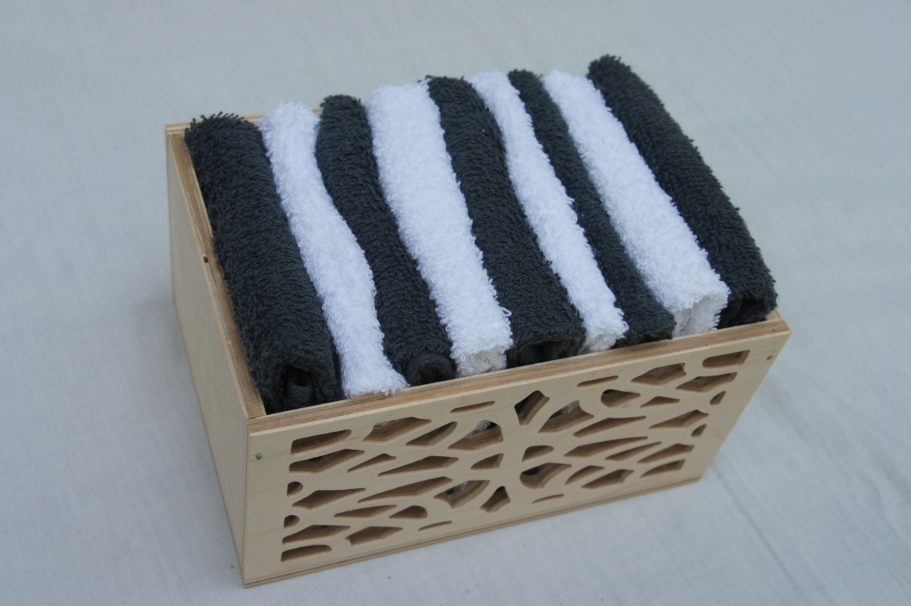Small cotton towels set of 9 in the wooden box Hand towels Etsy