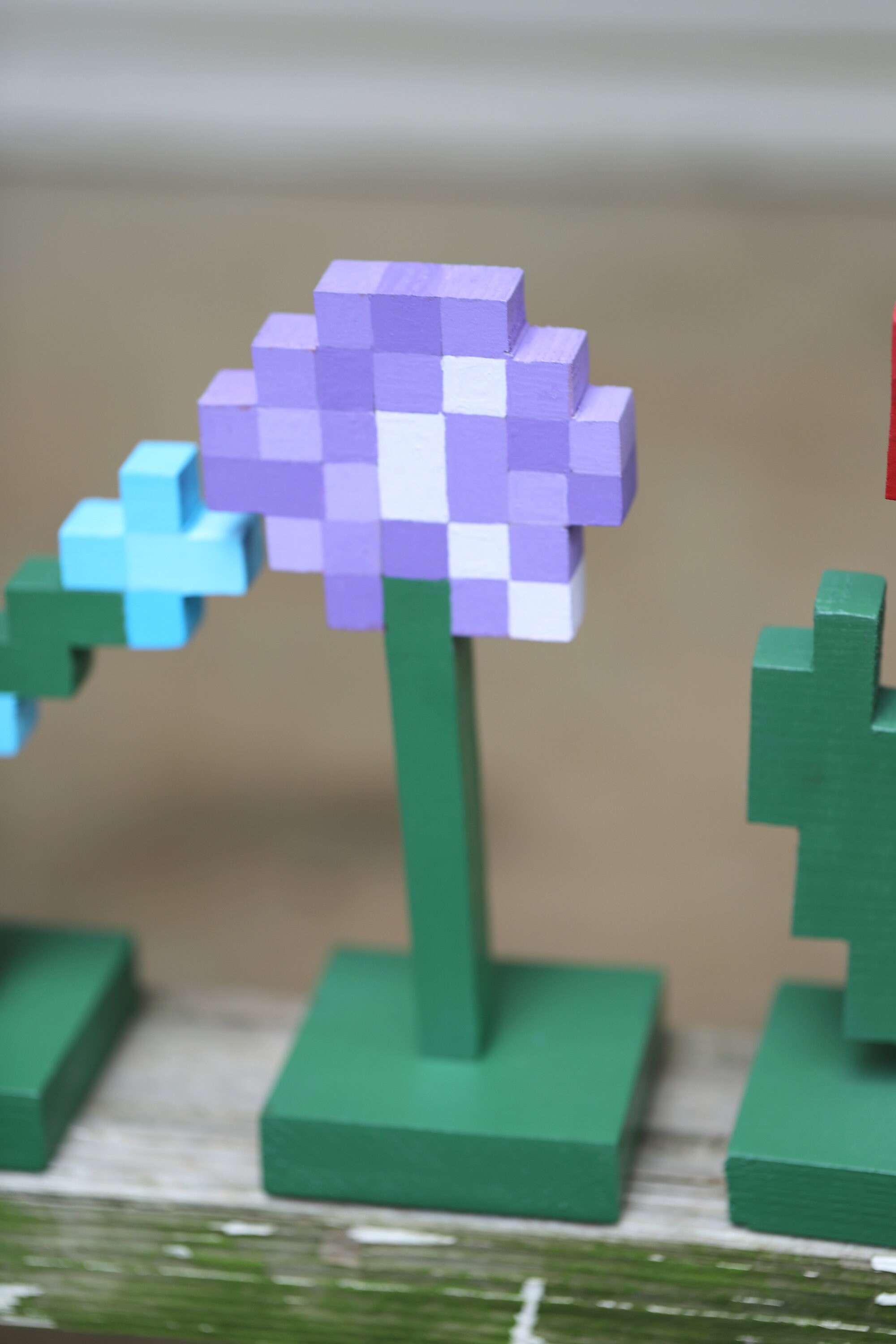 Solid Wood Flowers Inspired by Minecraft SET OF FOUR Oxeye Etsy