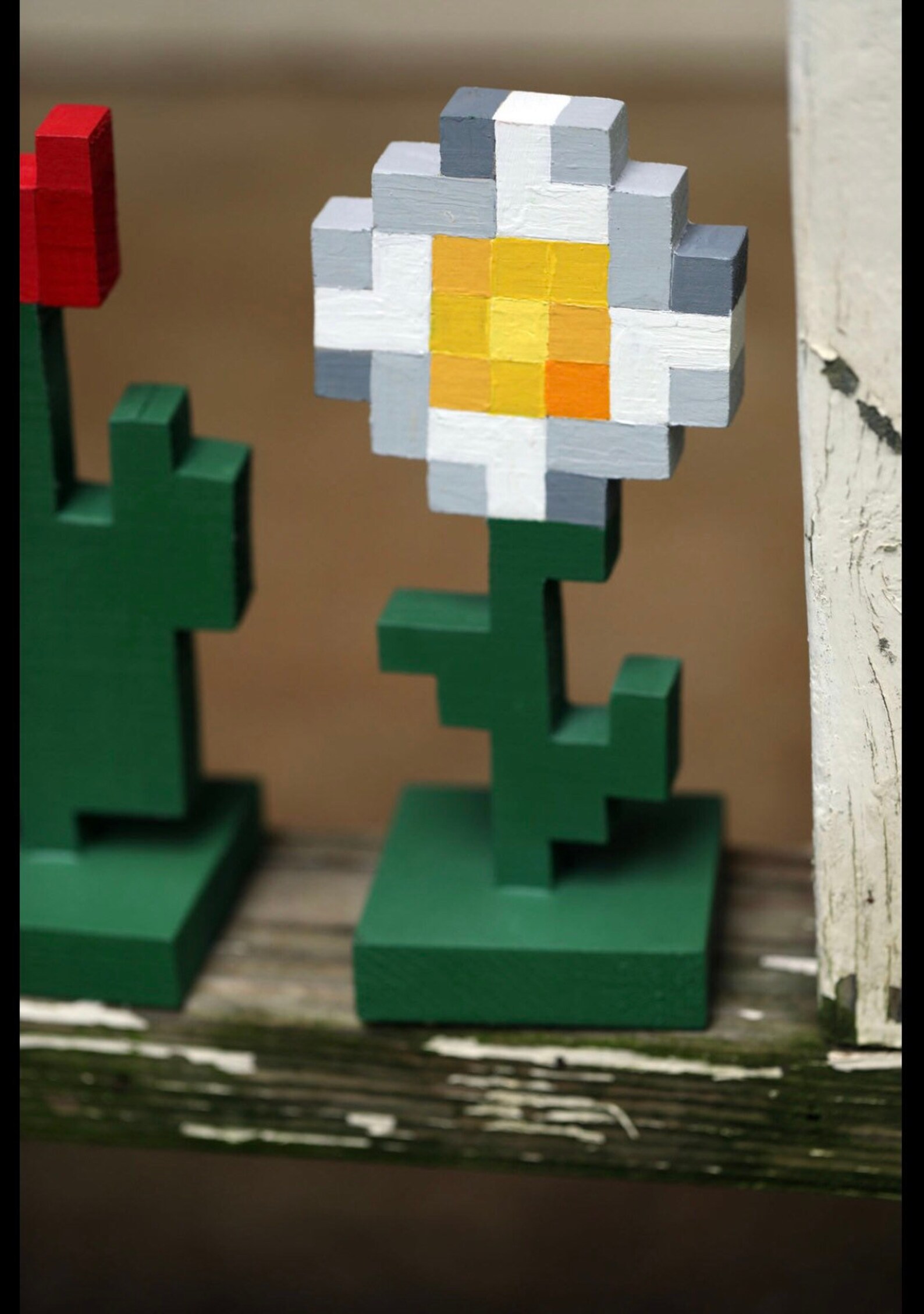 Solid Wood Flowers Inspired by Minecraft SET OF FOUR Oxeye Etsy