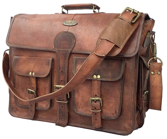 14/16/18 Inch Vintage Handmade Leather Messenger Bag for - Etsy
