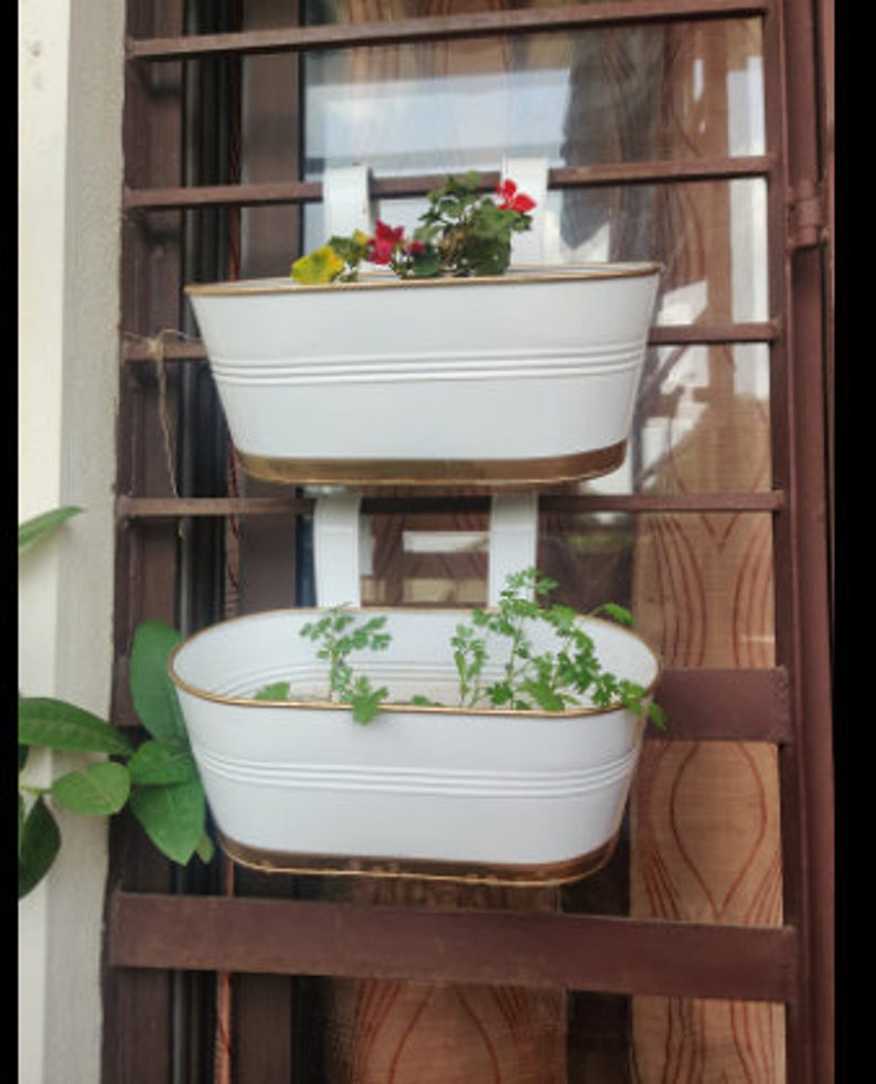 Urban Affection White Railing Planter Balcony Rail Plant Pot Etsy