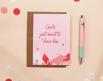 Carte postale "Girls just want to have fun" | Carte EVJF, pyjama party, girls night, soirée entre filles