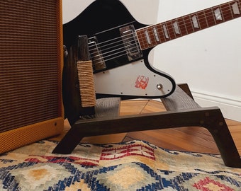 Lakefront Black danish cord Amp Stand, custom made solid wood guitar amplifier & cabinet stand, black oak  mid century modern speaker stand