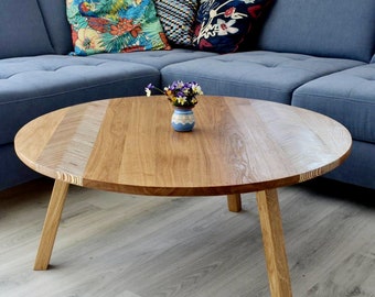Grand Round Herringbone, plywood coffee table , plywood table top, mid century modern, scandinavian design, hardwood, plywood pattern table