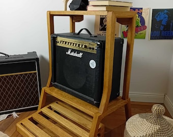 Pi Amp Stand and pedalboard bronze set, custom made solid wood guitar amplifier & cabinet stand hardwood set