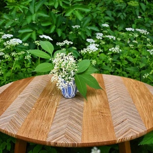 Oval Chevron, plywood coffee table , plywood table top, mid century modern, scandinavian design, chevron style, plywood pattern table top