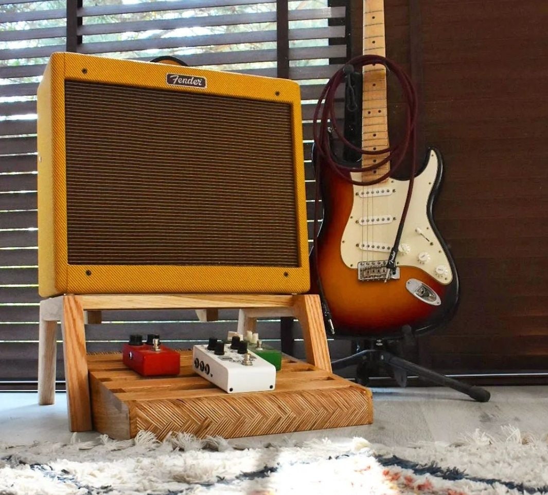 Bright Braids Oak Plywood Pedalboard And Oak Amp Stand Gift 